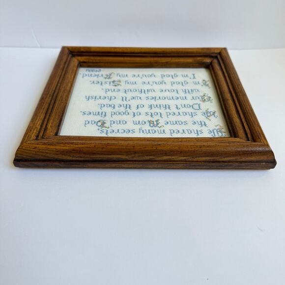 Vintage Framed Cross Stitch Embroidery Sister Gift Family Farmhouse Country - Picture 4 of 10